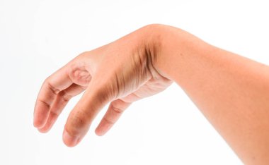 Kerpeten bir şey almak istiyor, izole beyaz arka plan.