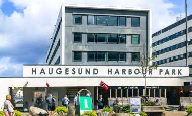 The exterior of a building in Haugesund Harbour Park, Norway Scandinavia clipart