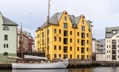 Alesund, Norway Scandinavian, Alesund Norway Cruise Ship Pier colorful buildings in Alesund Norway clipart