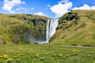 Skgafoss, İzlanda 'nın güneyindeki Skg Nehri üzerinde eski kıyı şeridini gösteren bir şelaledir.