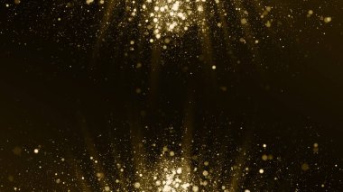 Altın çerçeve parçacıkları altın bokeh etkinliği karavan ödülleri sinematik konser açılışları lüks sunum arka planı