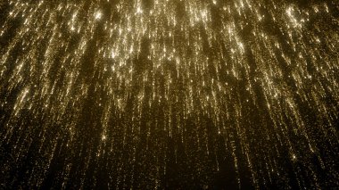 Altın çerçeve parçacıkları altın bokeh etkinliği karavan ödülleri sinematik konser açılışları lüks sunum arka planı