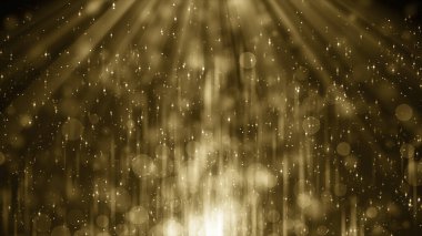 Altın çerçeve parçacıkları altın bokeh etkinliği karavan ödülleri sinematik konser açılışları lüks sunum arka planı