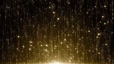 Altın çerçeve parçacıkları altın bokeh etkinliği karavan ödülleri sinematik konser açılışları lüks sunum arka planı