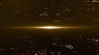 Altın çerçeve parçacıkları altın bokeh etkinliği karavan ödülleri sinematik konser açılışları lüks sunum arka planı