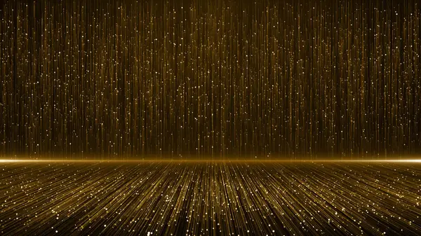 Altın çerçeve parçacıkları altın bokeh etkinliği karavan ödülleri sinematik konser açılışları lüks sunum arka planı