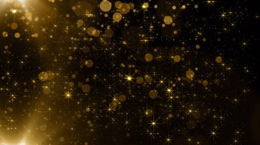Altın çerçeve parçacıkları altın bokeh etkinliği karavan ödülleri sinematik konser açılışları lüks sunum arka planı