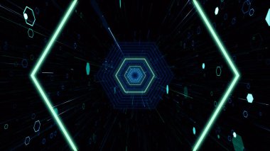 VJ light partikülleri konser dans oyunu edm müzik sahnesi parti açılış başlıkları neon tüneli soyut arka planına yol açtı