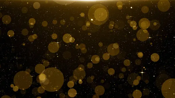 Altın çerçeve parçacıkları altın bokeh etkinliği karavan ödülleri sinematik konser açılışları lüks sunum arka planı