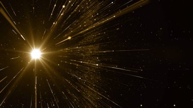 Altın çerçeve parçacıkları altın bokeh etkinliği karavan ödülleri sinematik konser açılışları lüks sunum arka planı