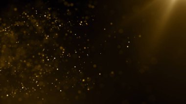 Altın çerçeve parçacıkları altın bokeh etkinliği karavan ödülleri sinematik konser açılışları lüks sunum arka planı