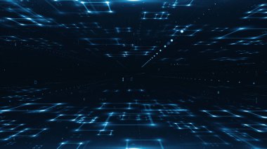 Teknoloji tüneli dijital iş dünyası kurumsal parçacıklar hex sunum arkaplanı