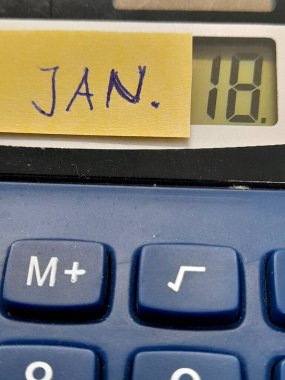 Jan 18 subtitle or text on calculator. clipart