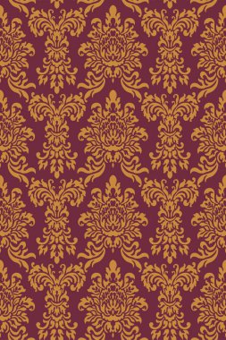 Kağıt ve Kumaş Parmak İzleri İçin Burgonya Arkaplanındaki Kusursuz Lüks Barok Şablonu