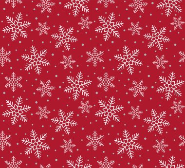 Kağıt Hediye Paketi ve Kumaş Baskısı İçin Kırmızı Arkaplanda Kusursuz Noel Kartaneleri Kalıbı