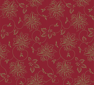 Kağıt Hediye Paketi ve Kumaş Baskısı İçin Kırmızı Arkaplanda Kusursuz Noel Altın Noktası