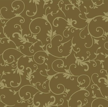 Kahverengi Arkaplanda Kusursuz Girdap Dekoratif Çiçek Şablonu