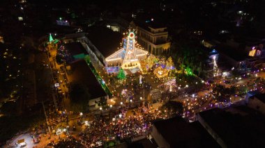 Binh An Church at Christmas Aerial Flycam View with Stunning Festive Lighting clipart