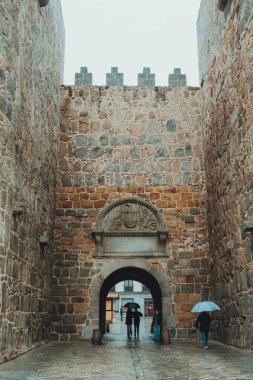 İspanya 'daki Avila şehri Saint Theresa de Jesus Katedrali ve kilisesi ile birlikte Brick ve Rock Plaza ve Saint Theresa' nın Şapel Doğum Yeri. Yüksek kalite fotoğraf