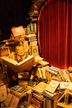 İçerisi sanatsal sergilenen kitap yığınları ve sıcak atmosferde okuduğu dekorlarla dolu. Yüksek kalite fotoğraf