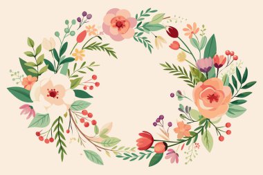 Symmetrical Flower and Leaf Pattern Illustration clipart