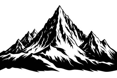 Minimalist Black and White Mountain Peak Illustration clipart