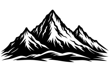 Minimalist Siyah ve Beyaz Dağ Zirvesi İllüstrasyonu