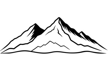 Minimalist Siyah ve Beyaz Dağ Zirvesi İllüstrasyonu