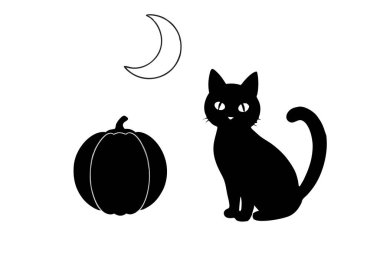 Eerie Halloween Art with Full Moon and Pumpkin Decor clipart