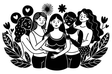 Diverse Women Friendship Group Illustration clipart