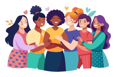 Diverse Women Friendship Group Illustration clipart