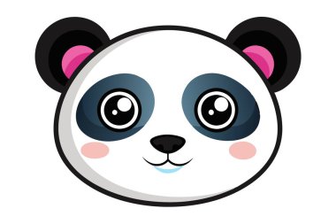 Cute Cartoon Panda Face with a Playful Smile clipart