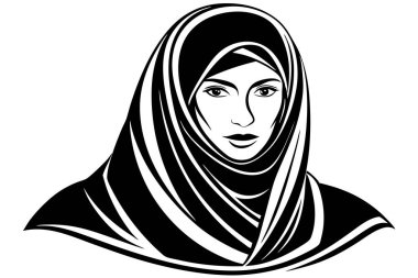 Traditional Muslim Headscarf Artwork with Neutral Expression clipart