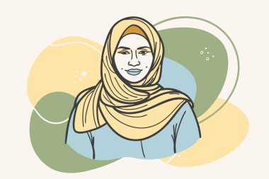 Traditional Muslim Headscarf Artwork with Neutral Expression clipart