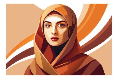 Traditional Muslim Headscarf Artwork with Neutral Expression clipart