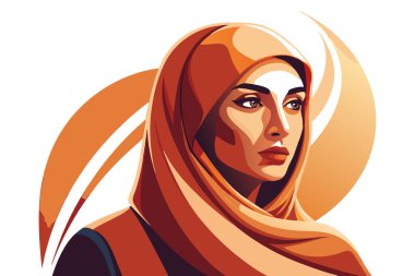 Traditional Muslim Headscarf Artwork with Neutral Expression clipart