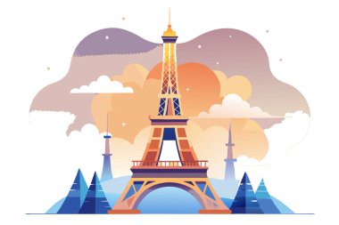 Flat Vector Illustration of the Eiffel Tower clipart