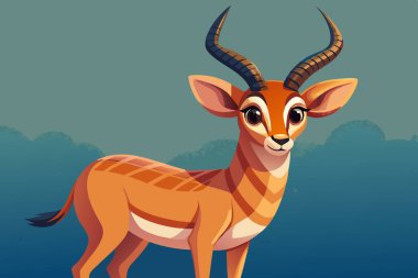 Cute Antelope with Big Eyes and Striped Legs in Cartoon Style clipart