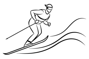 Action Packed Skier Illustration with Wave Effect for Sports Branding clipart