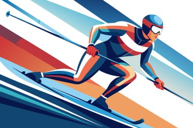 Spor Markası Etkisi Dalgalı Kayakçı İllüstrasyonuName