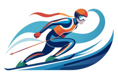 Spor Markası Etkisi Dalgalı Kayakçı İllüstrasyonuName