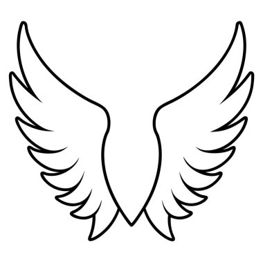 Elegant Angel Wings Line Art with Intricate Details clipart