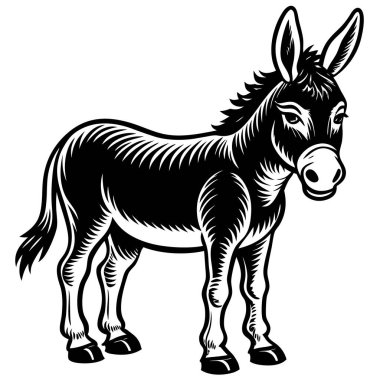 Detailed Donkey Line Art for Creative Design Projects clipart