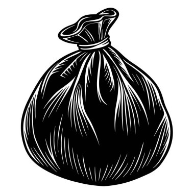 Clean and Simple Garbage Bag Sketch with Knot Handle clipart