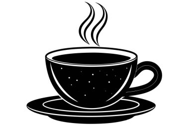 Simple Coffee Illustration with Steaming Hot Beverage in Monochrome clipart