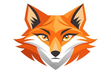 Simple Digital Artwork of a Fox Face Staring Directly at the Viewer clipart