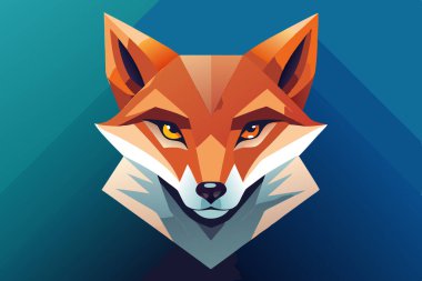 Simple Digital Artwork of a Fox Face Staring Directly at the Viewer clipart