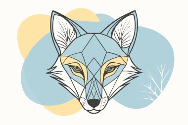 Simple Digital Artwork of a Fox Face Staring Directly at the Viewer clipart