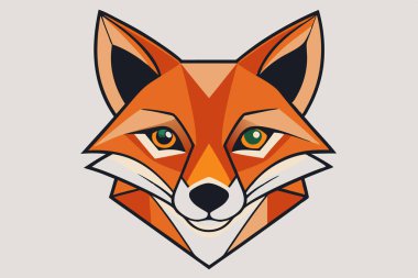 Simple Digital Artwork of a Fox Face Staring Directly at the Viewer clipart