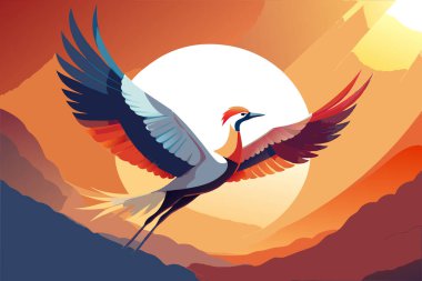 Stylized Flying Bird Illustration Highlighting Freedom and Grace clipart